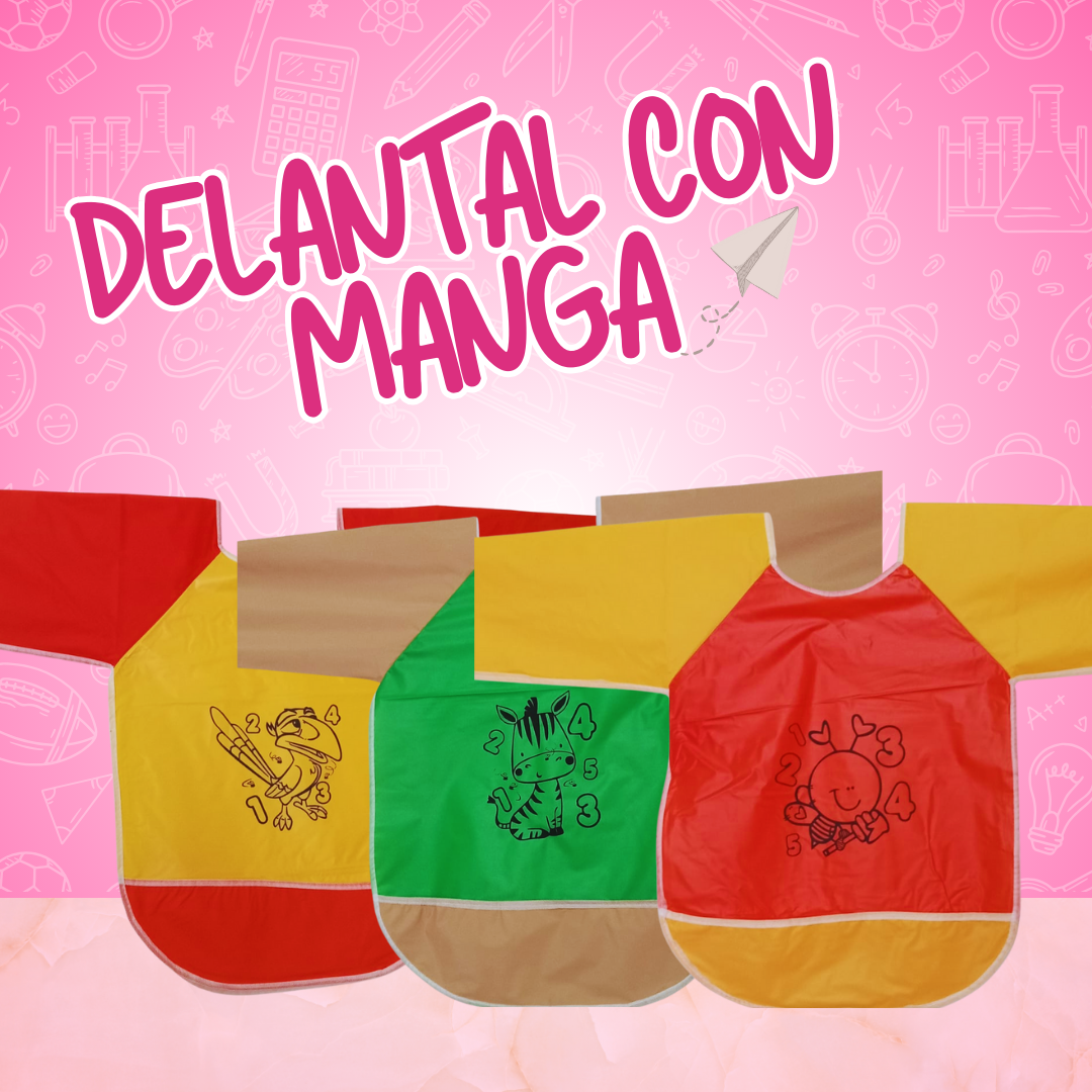 Delantal Escolar con manga X12 UNIDADES